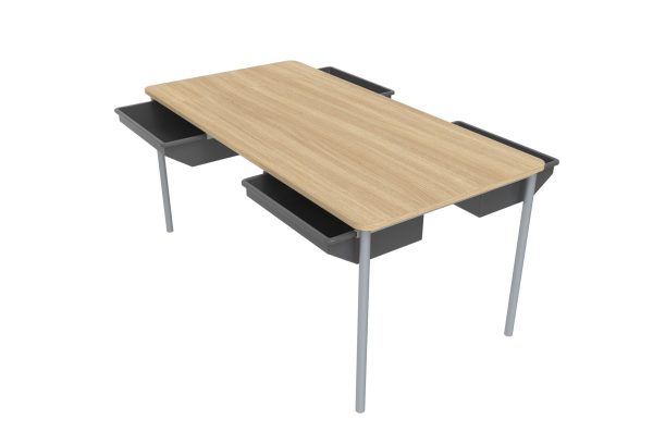 Forum Group Table with sliding tote tray